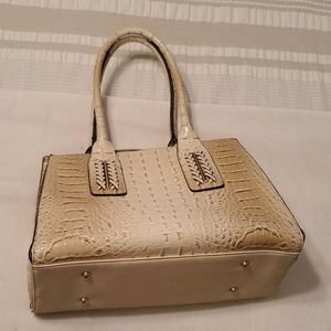 Cream faux alligator purse